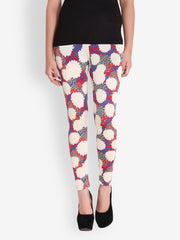 Gipsy Women Purple and Off-White Skinny Fit Leggings