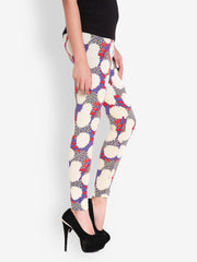 Gipsy Women Purple and Off-White Skinny Fit Leggings