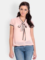 Gipsy Women Light Pink Tie-Up Top