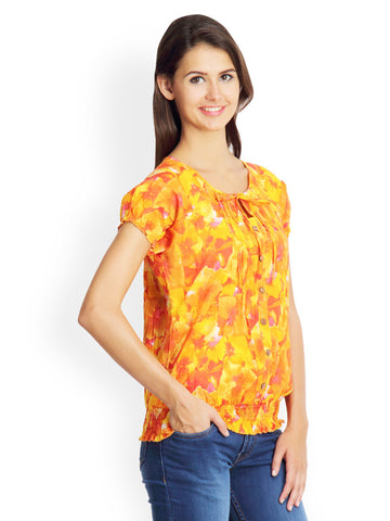Gipsy Women Yellow Floral Printed Top