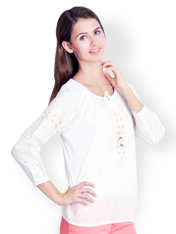 Gipsy Women White Embroidered Top