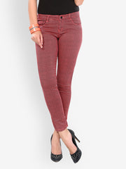 Glam And Luxe Women Pink &amp; Black Printed Jeans