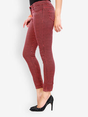 Glam And Luxe Women Pink &amp; Black Printed Jeans