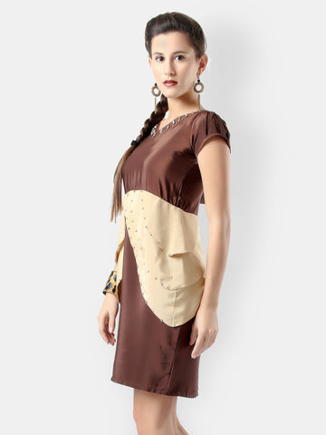 Glam and Luxe Brown Peplum Dress