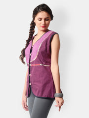 Glam and Luxe Women Purple Sleeveless Jacket