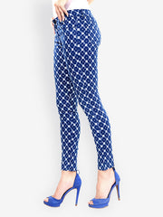 Glam and Luxe Women Blue &amp; White Printed Slim Fit Jeans