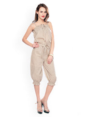 Glam and Luxe Women Beige Printed Jumpsuit
