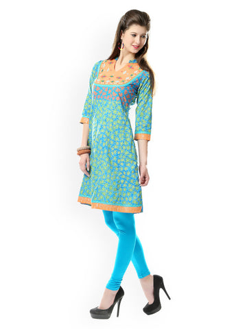 Glam and Luxe Women Blue Printed Kurti