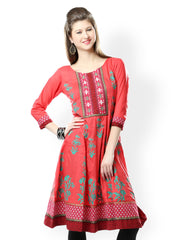 Glam and Luxe Women Red Printed Anarkali Kurta