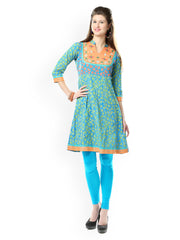 Glam and Luxe Women Blue Printed Kurti