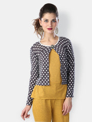 Glam and Luxe Women Grey Polka Dot Printed Shrug