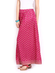 Global Desi Pink Printed Maxi Skirt
