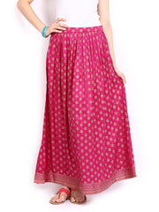 Global Desi Pink Printed Maxi Skirt