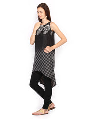 Global Desi Women Black &amp; Off-White Tunic