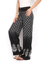 Global Desi Women Black &amp; Off-White Palazzo Trousers