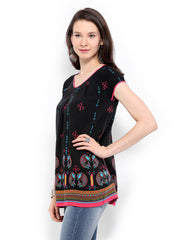 Global Desi Women Black Printed Top
