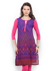 Global Desi Women Purple &amp; Pink Printed Kurta