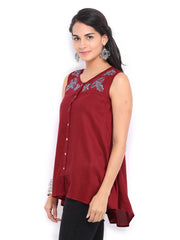 Global Desi Women Maroon Top
