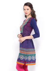 Global Desi Women Navy Printed Kurta