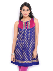 Global Desi Women Blue Printed Kurta