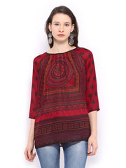 Global Desi Women Red &amp;  Black Printed Tunic