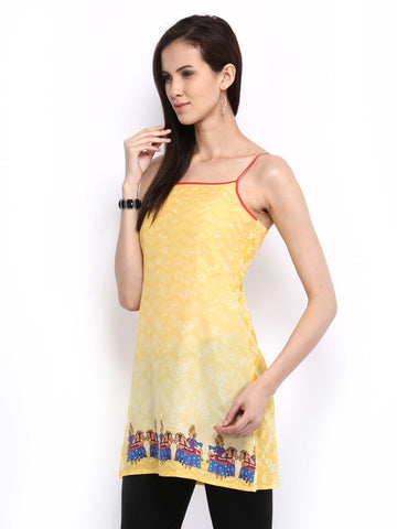 Global Desi Women Yellow Printed Tunic