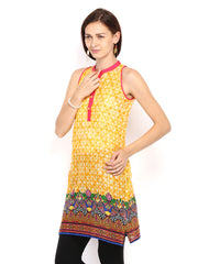 Global Desi Women Yellow &amp; Orange Printed Kurta