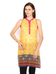 Global Desi Women Yellow &amp; Orange Printed Kurta