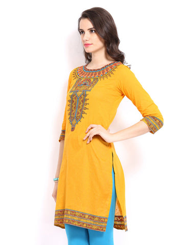 Global Desi Women Yellow Kurta