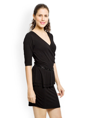 Globus Black Peplum Dress