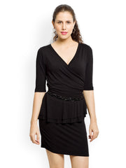 Globus Black Peplum Dress