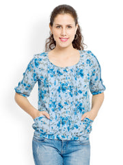 Globus Women Blue Printed Top