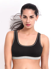 Hanes Black &amp; Grey Racerback Sports Bra U200