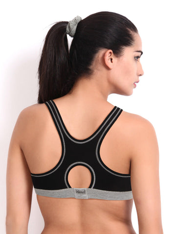 Hanes Black &amp; Grey Racerback Sports Bra U200