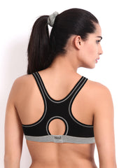 Hanes Black &amp; Grey Racerback Sports Bra U200