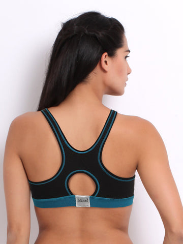 Hanes Black Racer Back Sports Bra U200