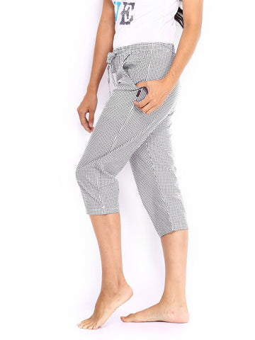 Hanes Women Black &amp; White Checked Lounge Capris WPF81-615-PR