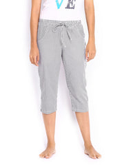 Hanes Women Black &amp; White Checked Lounge Capris WPF81-615-PR