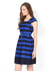 Harpa Blue Fit and Flare Dress