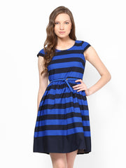 Harpa Blue Fit and Flare Dress