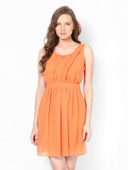 Harpa Orange Fit and Flare Dress