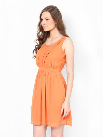 Harpa Orange Fit and Flare Dress