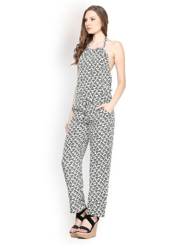 Harpa Women Black &amp; White Printed Jumpsuit