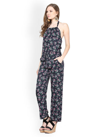 Harpa Women Navy Blue Floral Printed Jumpsuit