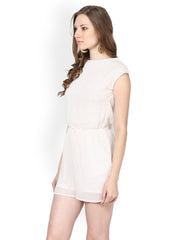Harpa Women Cream Coloured Polka Dot Playsuit