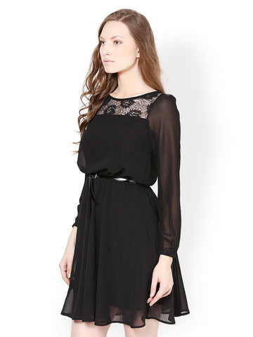 Harpa Black Fit &amp; Flare Dress