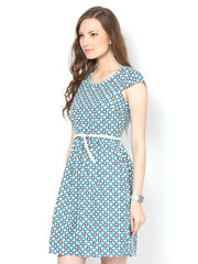 Harpa Multi-Coloured Printed Fit and Flare Dress