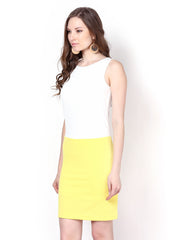 Harpa Yellow &amp; White Shift Dress