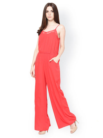 Harpa Women Coral Red Jumpsuit