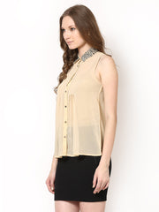 Harpa Women Beige Sheer Top